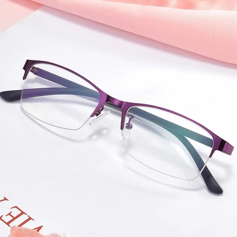 

Women Myopia Eyeglasses Ladies Half Frame Anti-blue Light Prescription Glasses Lentes Men Finished Eyewear -0.5 To -6.0 Gafas Plain glasses