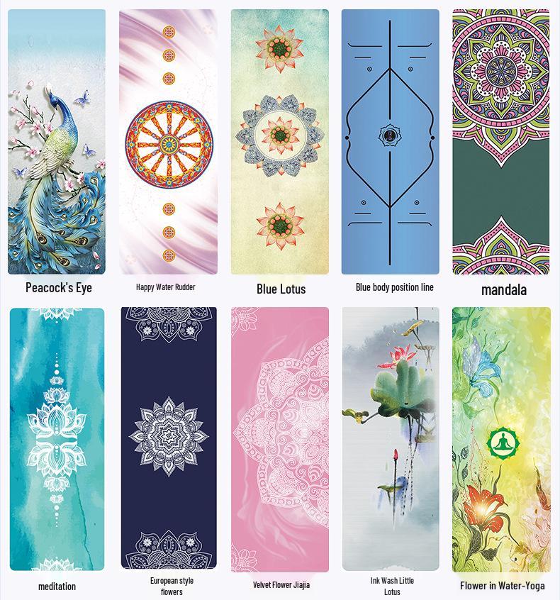 Women's Foldable Non-slip Natural Rubber Yoga Mat with Cloth Cover