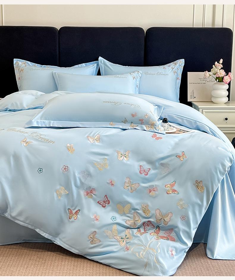 60s Light Luxury 100% Cotton Embroidered Four Piece Set