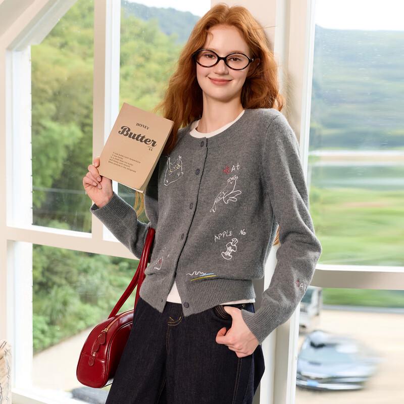 

Sancai 2025 Winter Embroidered Knit Cardigan S