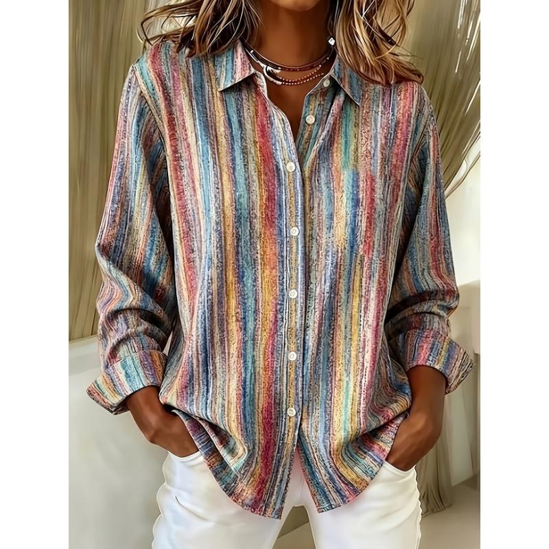 New khaki gradient retro floral print men's long sleeve shirt Bohemian casual pattern shirt clothing jacket