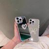 Mirror Phone Case for Apple 17 Promax Rhinestone Love Bow for IPhone 14 Cosmetic Mirror 13