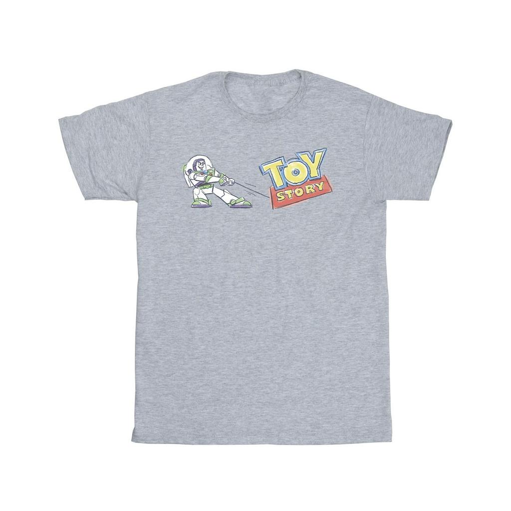 Disney Girls Toy Story Buzz Pulling Logo Cotton T-Shirt