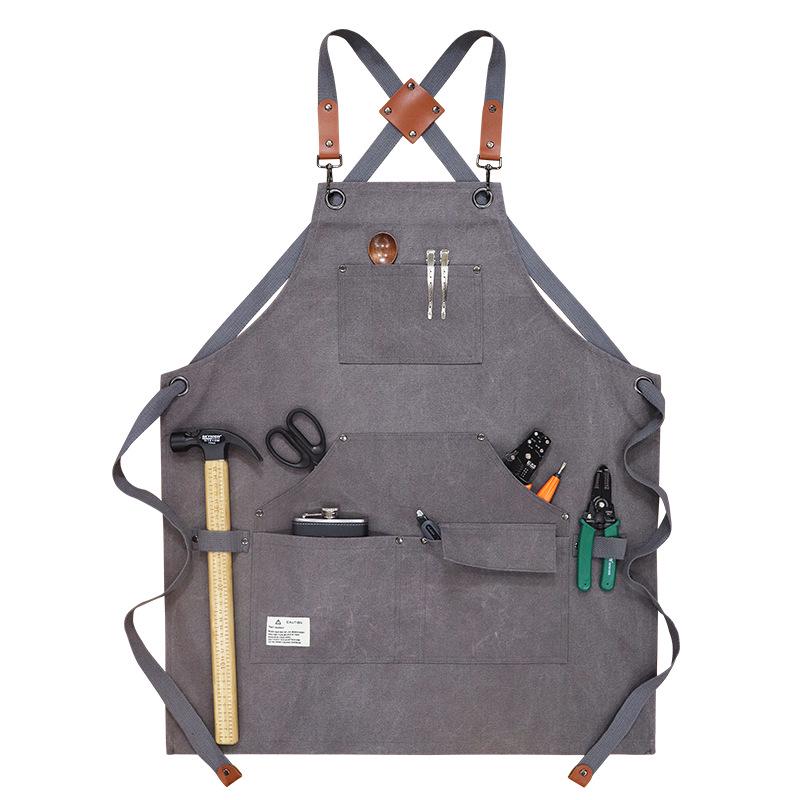 Thick Canvas Multi-Pocket Tool Apron with Custom Logo for Auto Repair & Woodworking