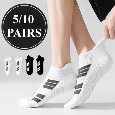 5/10 Paar Herren Sportsocken Atmungsaktiv Schweißabsorbierend Laufsocken Sport Massage Sohle Basketball Kurze Socken Rutschfeste Baumwollsocken Los