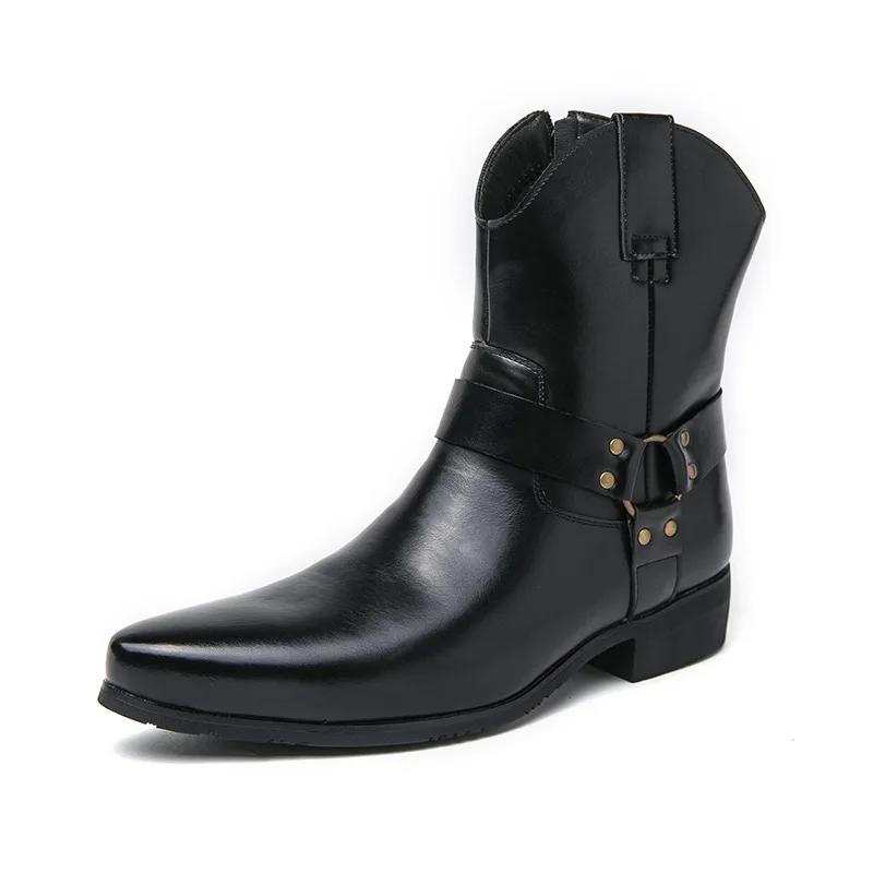 Fashion Hot Selling 2025 New Fashion Men's Pointed Side Zipper Comfortable Short Boots Fashionable Men's Denim Boots High Top Boots