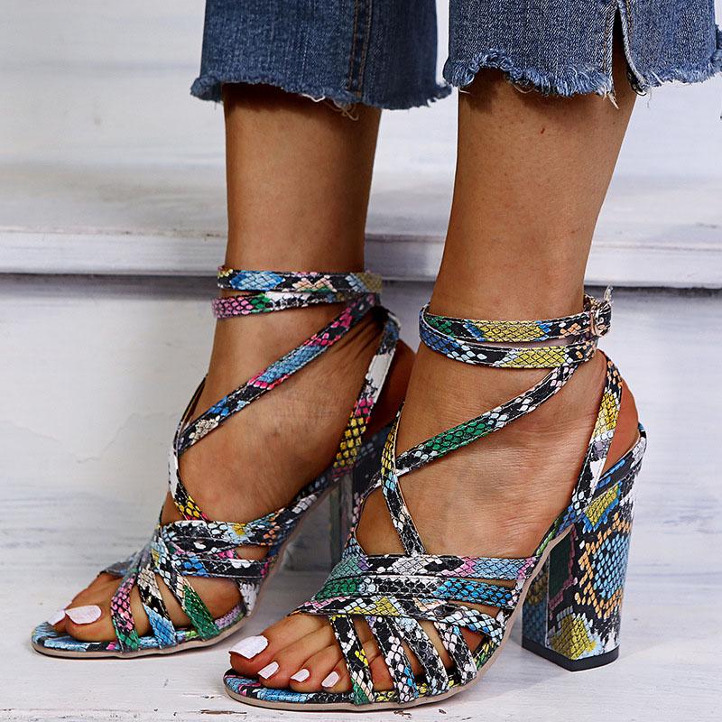 Buy Chunky High-heeled Snake-print 