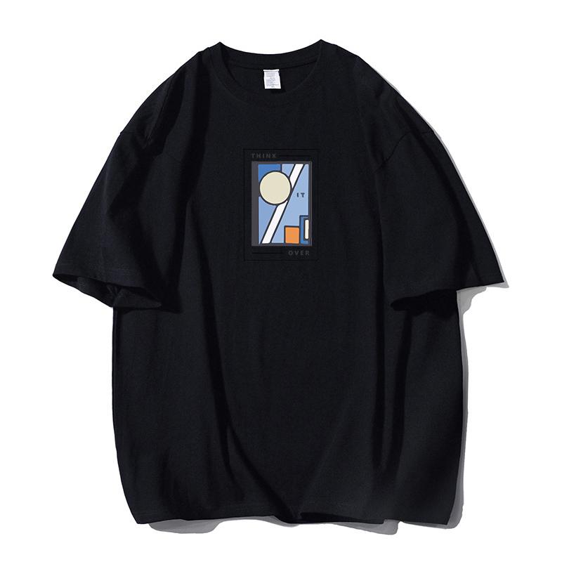 Shellsuning Oversized bavlněná trička s grafikou Muži Léto Měkké Trička s krátkým rukávem Dámská Móda Univerzální pulovry Dámské