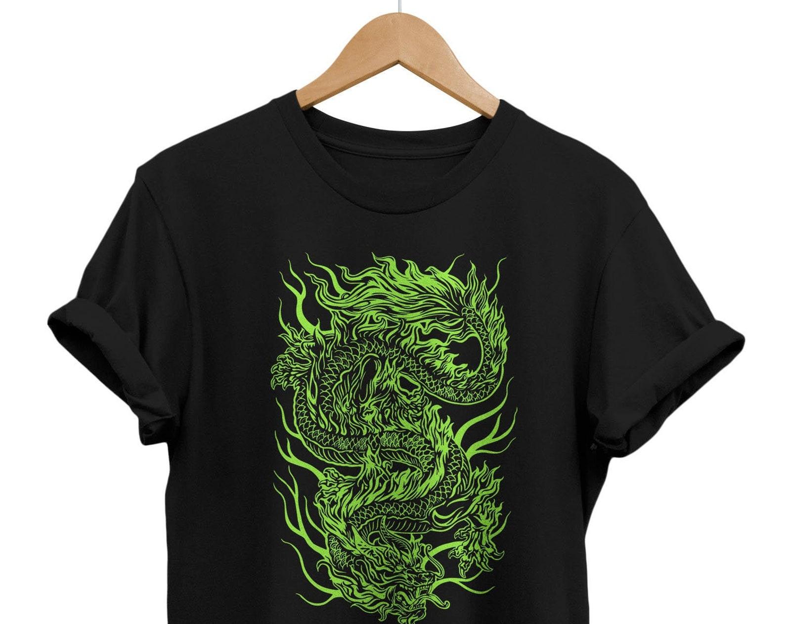 Green Dragon T-Shirt: Japanese Tattoo Art, Urban Streetwear L