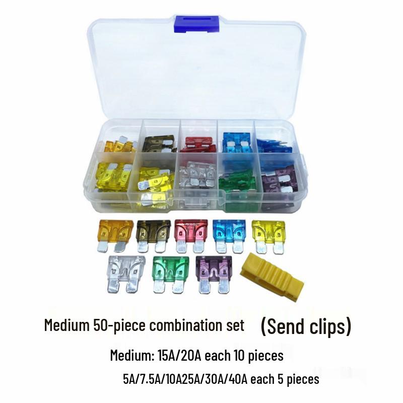 Car Fuse Box Set: Blade Fuses In Small, Medium, & Large (1A, 3A, 10A, 15A)