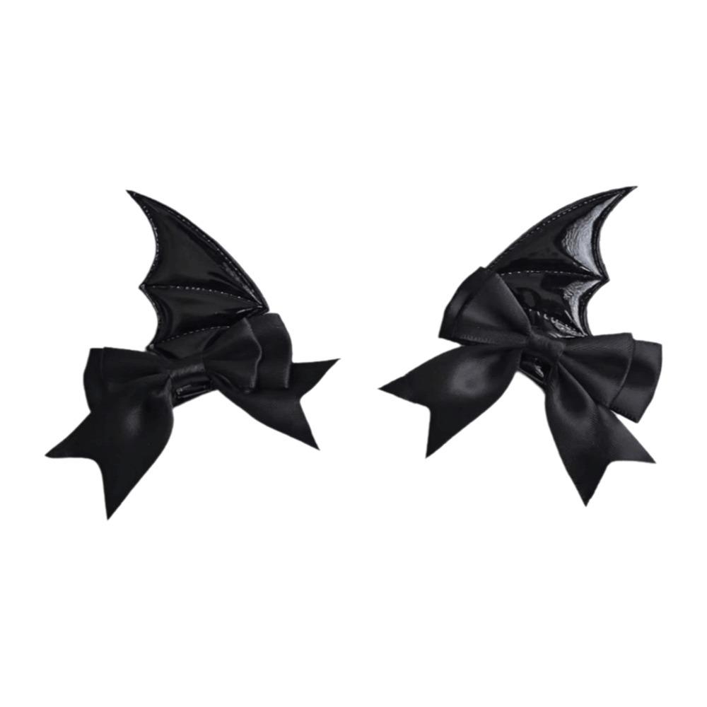 2 Pcs Y2K Bat Wings Hair Clips Bow Devil Horn Hair Clips Fashion Bat Duckbill Clips  Cosplay