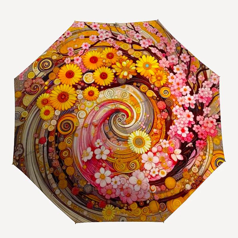 

1pc Floral Mandala, Circular Artwork, Nature Swirl Umbrella with Plastic Handle,Compact & Stylish,Suitable for All Seasons YS331021
