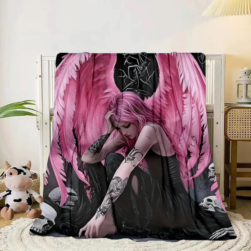 Ätherische rosa Engelskopf Decke Flanelldecke für Bett, Sofa, Camping, Wandern, Picknick Zubehör, Geschenk für Familie Fan Geschenke