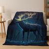 Dreamy Cute Deer Elk Cartoon Flannel Blanket Soft Warm Throw Blanket for Bedroom Living Room Bed Travel Camping Picnic Gift Kid