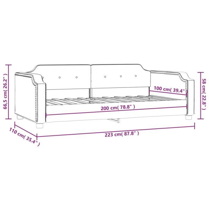 VidaXL Lit de repos gris clair 100x200 cm tissu 354210