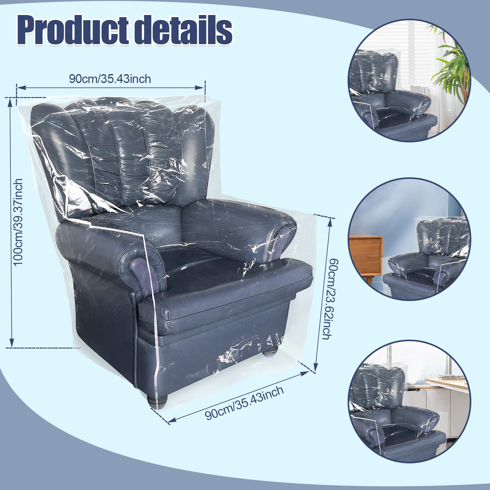 1/2Pcs Couch Cover Plastic Transparent Cat Scratch Protector Waterproof Sofa Cover Dust Proof Single Sofa Protective Cover