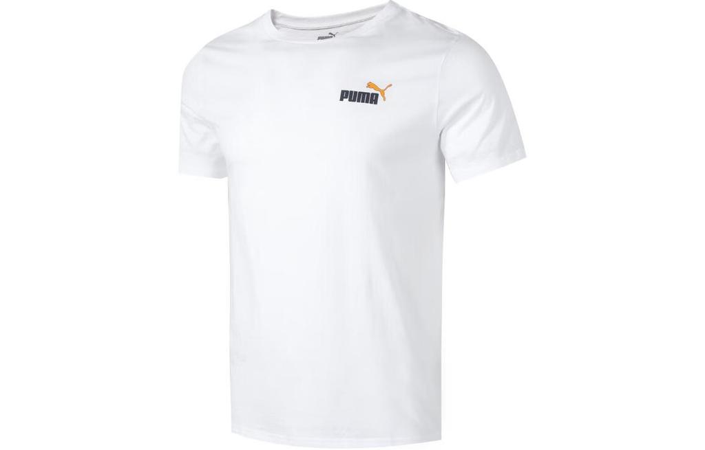 Men's PUMA T-Shirts Men's White Crew Neck Moderate Straight Fit