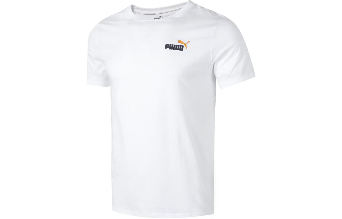 PUMA T Shirts Men s White Crew Neck Moderate Straight Fit 682153-02