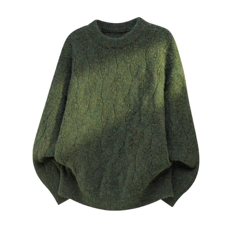 Men's Retro Round Neck Cable Knit Sweater - Autumn/Winter Loose Fit