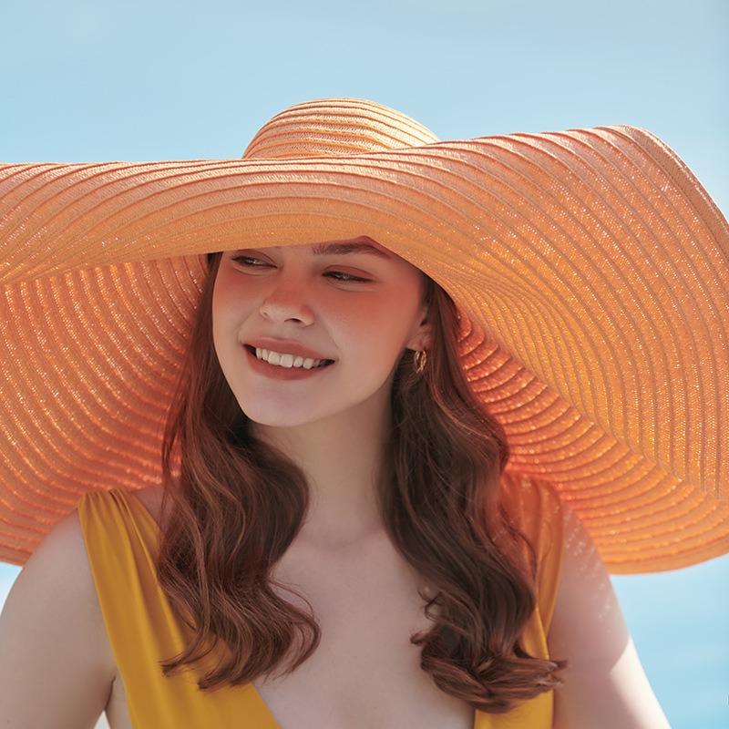 Super großer Krempenhut, Strohhut mit großer Krempe, Sonnenhut, Damen Sommer Trend Strandhut, Sonnenhut, Kuppel.