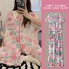 Japanese Kitty Cat Pajamas Women's Summer Thin Short-sleeved Trousers Loose Plus Size Girl Raw Loungewear Set