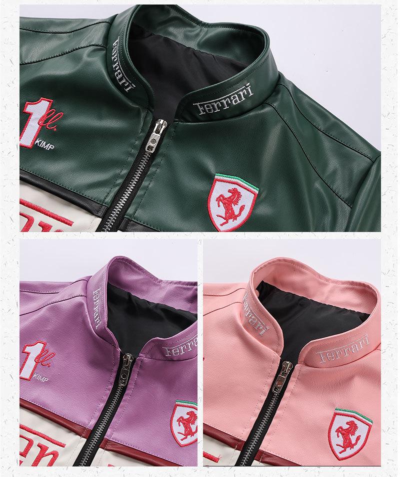 Women's Racing-Style PU Leather Motorcycle Jacket, Small Size - Trendy European and American Winter Outerwear