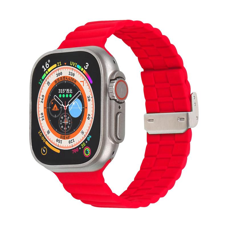 Luxury Loop Wave Buckle Bamboo Joint Silicone for Samsung Watch Strap 22mm Push Button Watch Band for Apple Watch