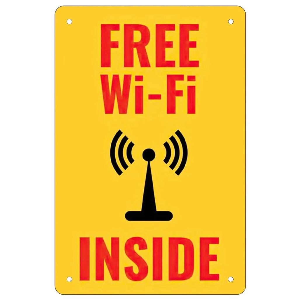 Vintage Free Wifi Metal Tin Sign Retro Warning Plaque for Home Cafe Restaurant Bar Club and Washing Room Decor