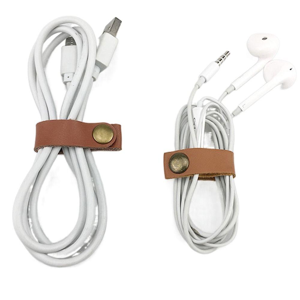 10Pcs/Pack PU Leather Cord Organizer Wrap Cable Straps Cable Management  Charging Cable