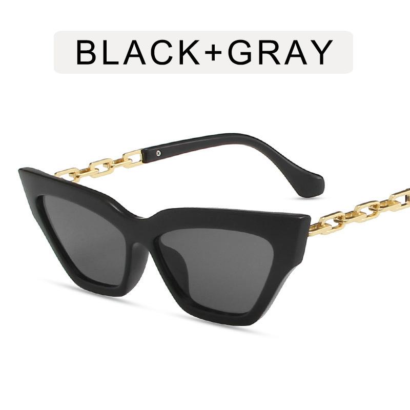 New Fashion Sunglasses Women Cat Eye Shape Metal Chain Leg Sun Glasses Women European American Style Women’s Sunglasses