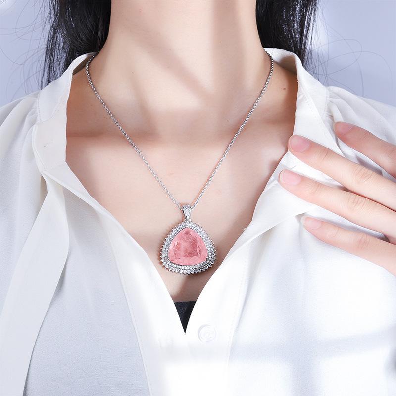 Huabi Jewelry European and American Fashion Simulation Color Treasure Women's Sweater Chain Pendant Main Stone 23 * 23