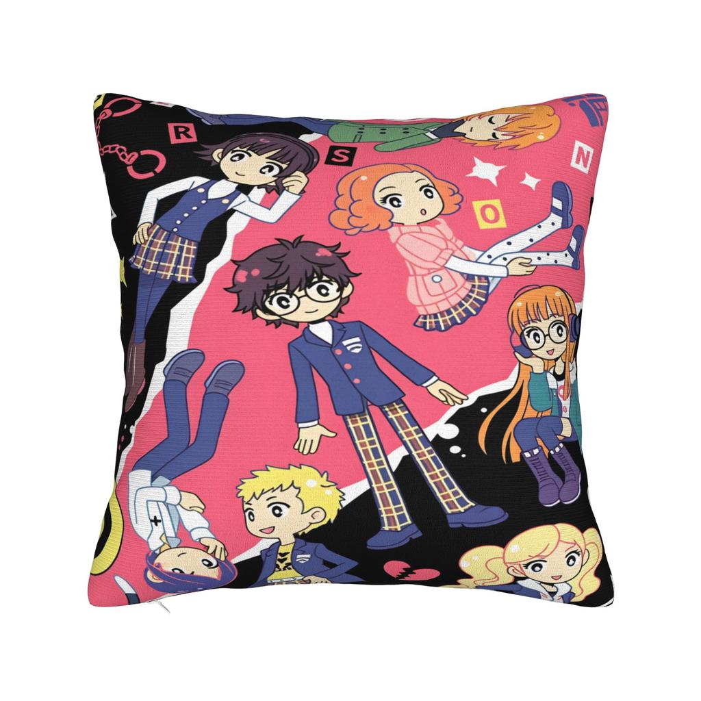 Atlus P-Personas 2 Fanart Pillow Cover Retro Trendy Pillow Case For Living Room Chair Comfy Pillowcases Gift