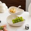 Yousheng Double Layer Fruit Plate Multi-Layer Ceramic Fruit Bowl with Metal Stand Dishwasher Safe Corner Kitchen Countertop Organizer for Fruits