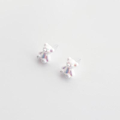 925 Silver Cute Aurora Bear Silver Needle Earrings (1 Pair)