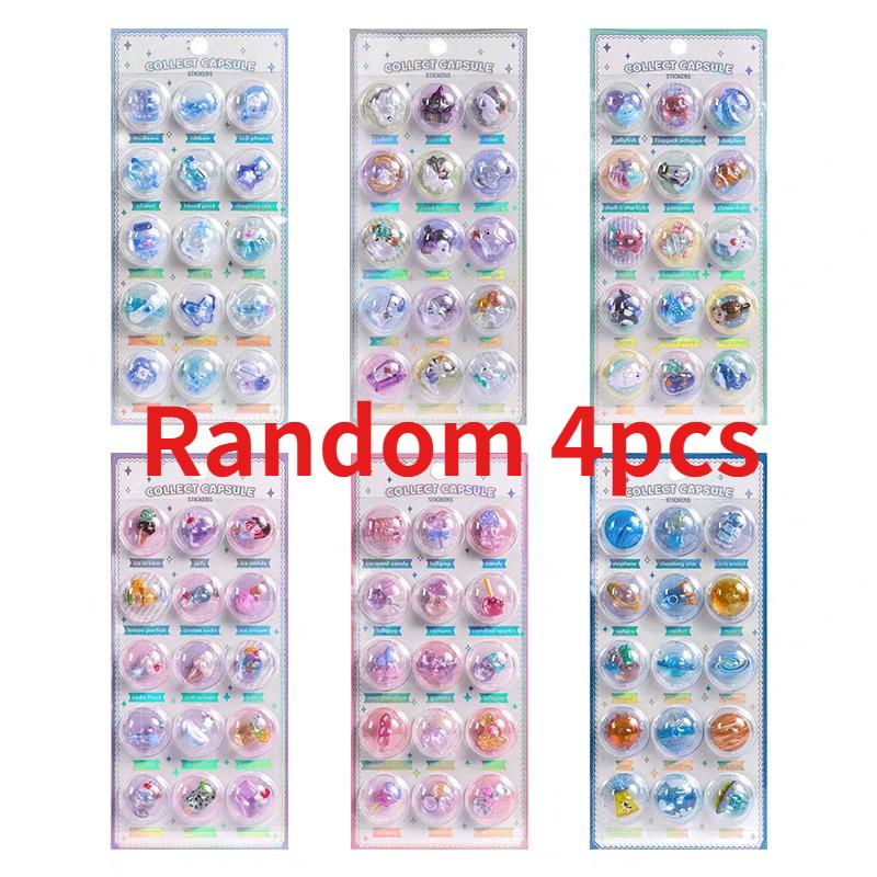 3 pcs/6 pcs Random 3D Creative Space Food Cartoon Round Relief Stickers Scrapbooking Diy Journal Cute Stationery Sticker