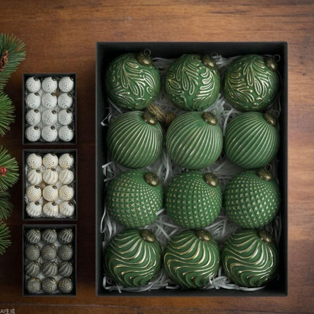 12PCS High-quality PVC Christmas Ball Set 8cm Multicolor Christmas Tree Balls Suspensable Xmas Ornament Ball Storefront