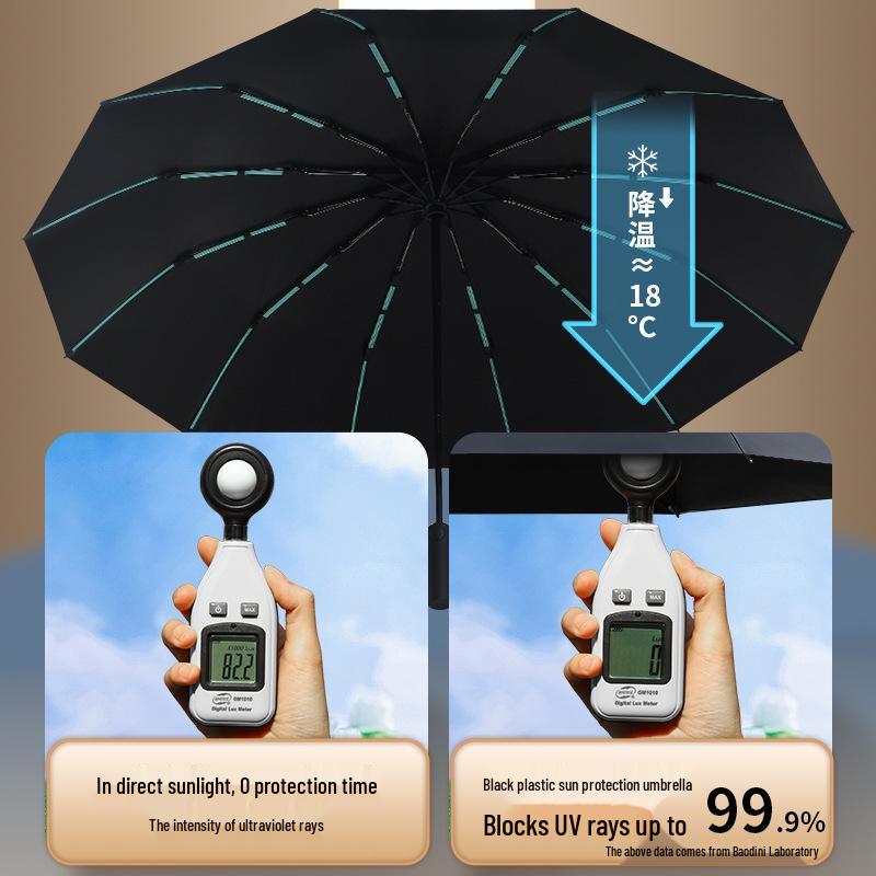 60-Bone Automatic Folding Umbrella, Dual-Use for Rain or Shine, Anti-UV Sunshade for Men and Women