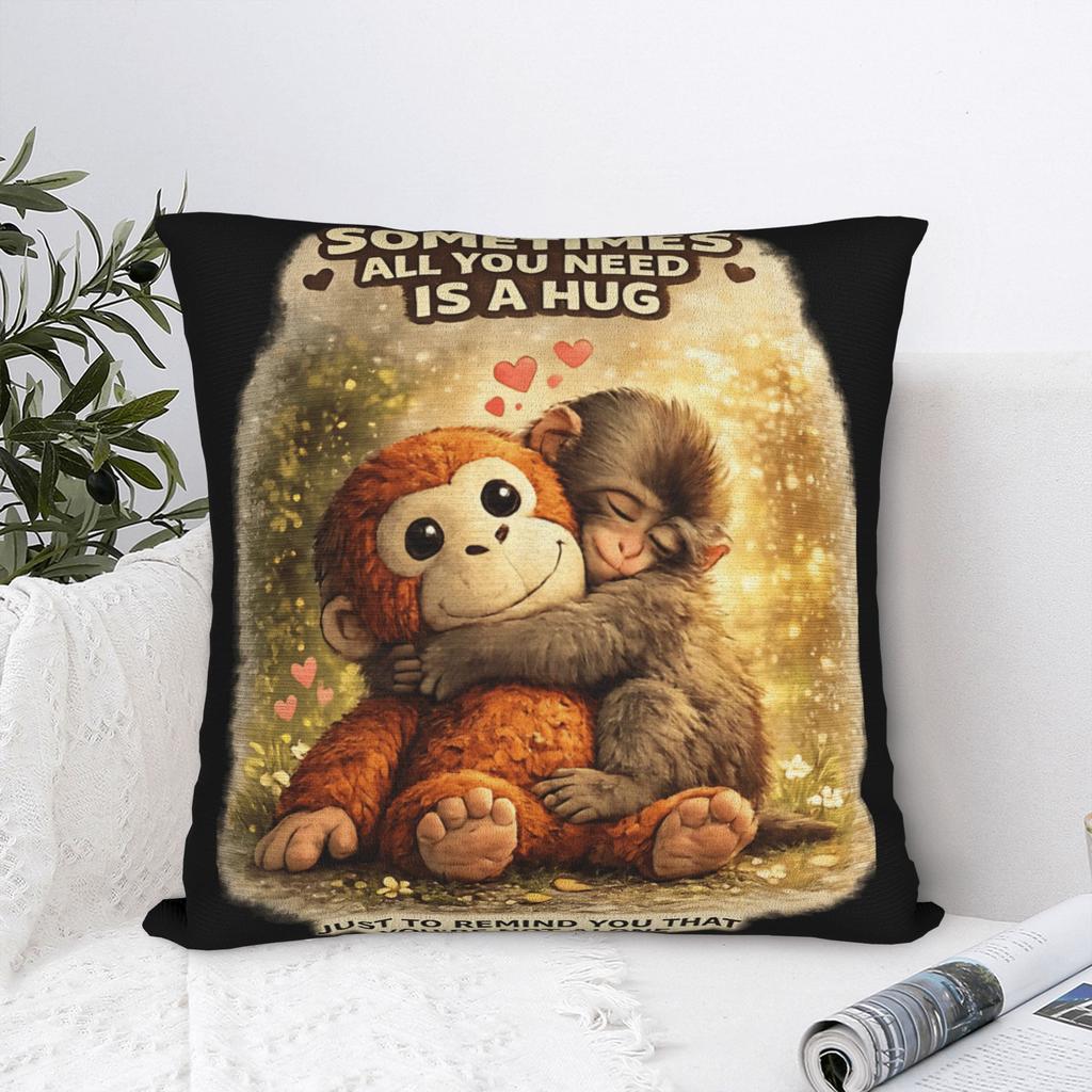Punch Monkey Hug Stor Cute Baby Macaque Plush Toy Pillowcases Retro Trendy Pillow Case For Office Home Decor Comfy Pillow Cover