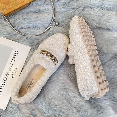 Fashion 2024 New Winter Women's Flat Shoes Plush Warm Snow Boots Fashion Metal Chain Design Walking and Work Wear Ladies Casual Shoes