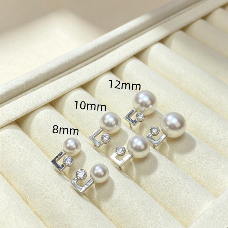 S925 Sterling Silver Music Note Pearl Stud Earrings with Micro-inlaid Design 925 Sterling Silver