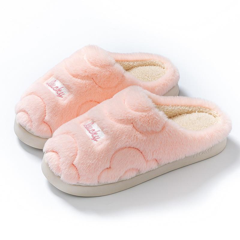 Warm Couple Plush Thickened Wool Slippers Autumn and Winter Home Hotel Homestay Couple Cotton Slippers
