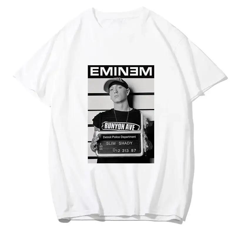 2025 Sommer Rapper Eminem Grafikbedrucktes T-Shirt Herren Retro Reine Baumwolle HipHop Mode Lässig Locker geschnittenes T-Shirt Damen