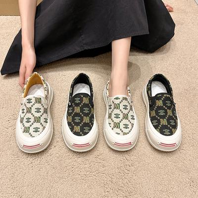 Fashion Women Canvas Sneakers 2024 Spring Autumn New Fashion Thick Soled Casual Breathable Flat Shoes Girls Round Toe Platform Loafers