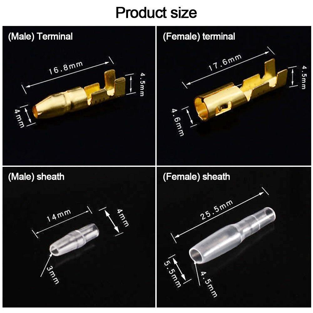 4.0mm Crimp Terminal Female Male Terminal Connector New Insulating Sleeves  Car Electrical