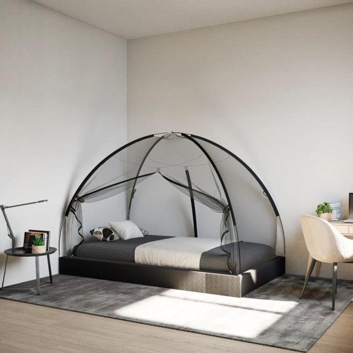 Mongolian Mosquito Net with Doors 220 Mesh Black 200x120x130 Cm