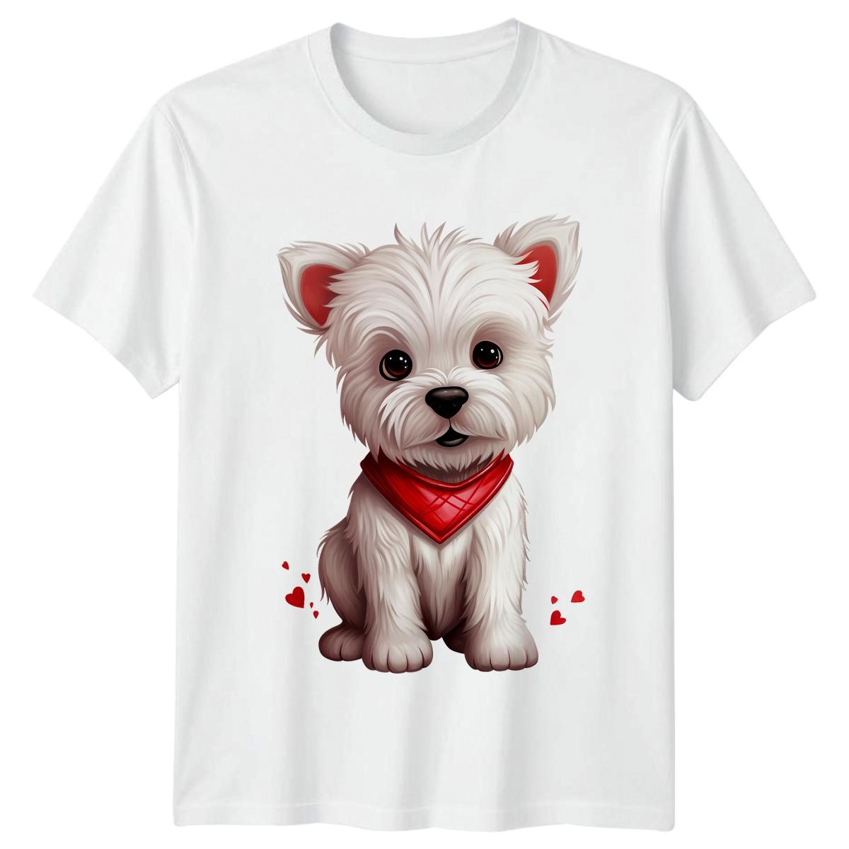 Puppy Dog Hearts Animals Men Women Graphic Tee Unisex Top XXXXL