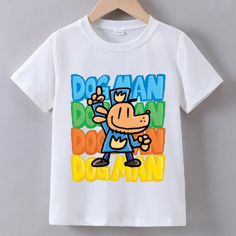Dog Man Anime T-Shirt für Kinder Jungen Cartoon Sommer Kurzarm T-Shirt Dogman Oberteile Y2k Kleinkind Mädchen T-Shirts Camiseta Kinderkleidung