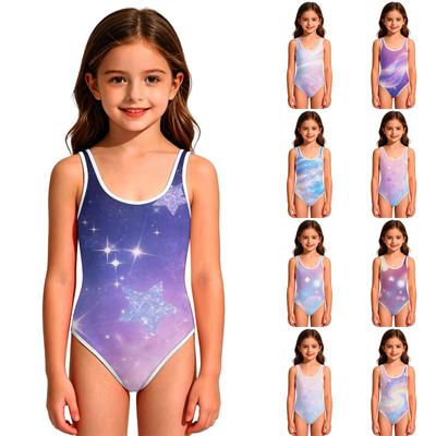 Girls' One-Piece Swimsuit - Round Neck Summer Bathing Suit
