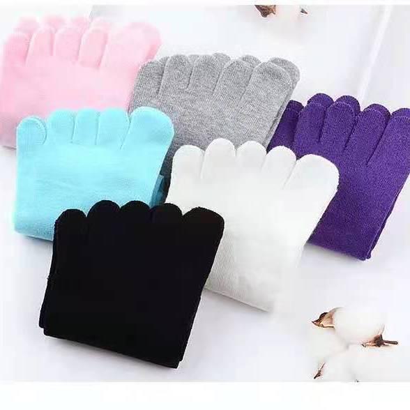 Si Yifen Women's Nude Cotton Five-Finger Mid-Tube Socks - Spring/Summer Solid Color