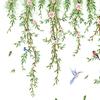 Hanging Willow Leaf Wall Decals DIY Green Vine Plants Wall Sticker Peel And Stick Birds Butterfly Wall Art Mural for TV Background Bedroom Wall Decor